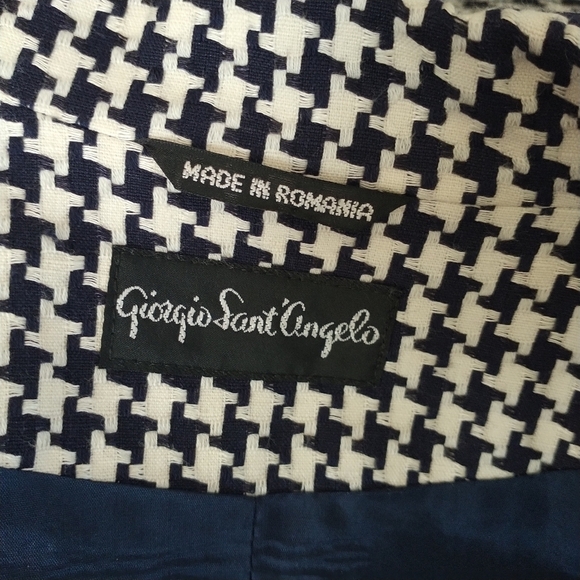 Giorgio Saint Angelo Vintage Houndstooth Linen Dark Navy Blazer Jacket 22 - Picture 8 of 12